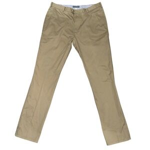 Peter Millar Chino Pant 38 Khaki Pima Cotton Flat Front Classic Preppy Dadcore